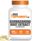 BulkSupplements Ashwagan Root Extract Capsules - Herbal Supplement, Ashwagan Capsules - - 2 Capsules - 2-Month Supply (120 Capsules)