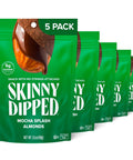SkinnyDipped Dark Chocolate Cocoa Almonds, Healthy Snack, Plant Protein, Gluten Free, 3.5 oz Resealable Bags (Pack of 5)