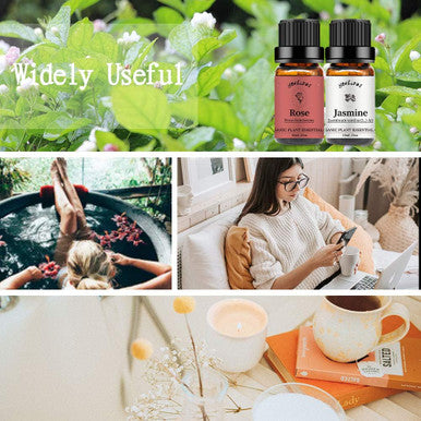 Yethious 2 Pack Rose Jasmine Essential Oil Set 100% Pure Natural Aromatherapy Massage Oils for Diffuser, Humidifier