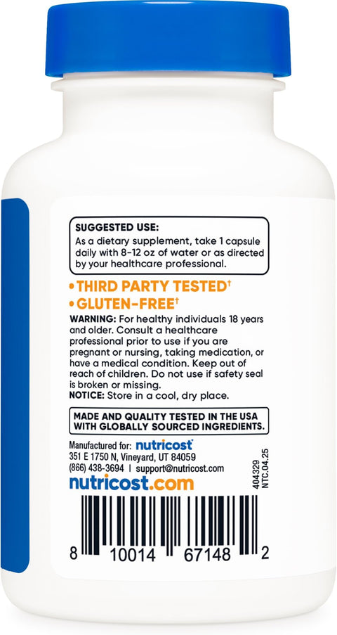 Nutricost Zinc Picolinate 50mg 120 Vegetarian Capsules GlutenFree GMOFree