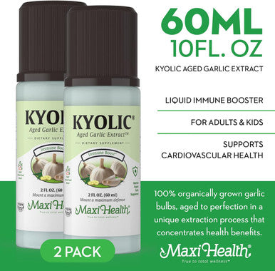 Maxi Health Kyolic Aged Garlic Extract Liquid - Odorless Garlic Supplements - Organic Kyolic Garlic - Organic Garlic Supplements - Immune Health (2 Pack)