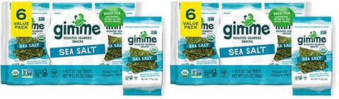 Gimme Seaweed Organic Premium Roasted Seaweed Snacks Sea Salt 6 Count Keto Vegan GlutenFree Great Source of Omega3s and Iodine Healthy OnTheGo Snack for Kids and Adults