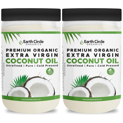 Earth Circle Organics Premium Ultra-Pure Unrefined Cold Pressed Extra Virgin Coconut Oil - Gluten-Free, Keto & Paleo Friendly - Raw Coconut Oil for Skin & Hair Care, Cooking, Baking & More - 1 Gallon