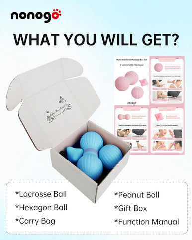 Nonogo Massage Lacrosse Ball Set For Myofascial Release, Trigger Point Therapy, Deep Tissue Massage, Muscle Relief For Back, Neck, Shoulder, Foot Pain