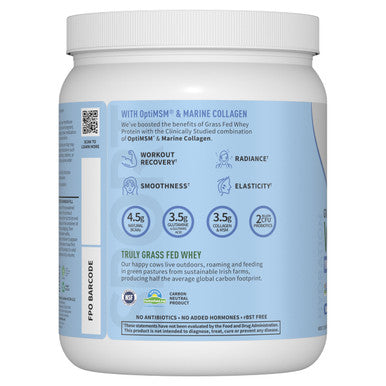 Garden of Life Sport Whey Protein Powder Vanilla Flavor 20G Plus Marine Collagen Peptides & Msm For Women And Men Optimum Amino Energy Younger Healthier Looking Skin - Grass Fed About 15 Servings