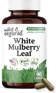 Wild & Organic White Mulberry Capsules - Antioxidant Support - 120 Count | 500 mg Pure Mulberry Extract - Morus Alba Leaf Powder - Vegan, No Fillers, No Artificial Additives