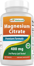 Best Naturals Magnesium Citrate (Citrato de Magnesio) 400mg 250 Tablets (400 mg of Elemental Magnesium per 2 Tablets) (1)