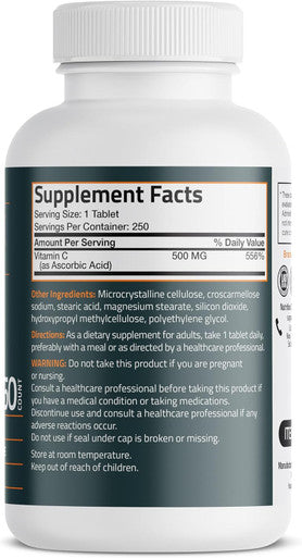 Bronson Vitamin C 500 Mg Supports A Healthy Immune System & Antioxidant Protection, Non-Gmo, 250 Vegetarian Tablets