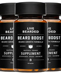Live Bearded Beard Boost Beard Growth Vitamins for Men 60Day Supply Biotin 5000mcg Collagen Silica and FoTi Root Made in USA Supports Thicker Stronger Beard and Scalp Hair Growth