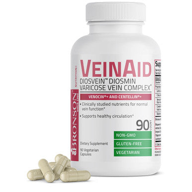 Bronson VeinAid DiosVein Diosmin Varicose Vein Complex with Venocin & Centellin, 90 Vegetarian Capsules