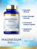 Carlyle Magnesium 500mg | 300 Coated Caplets | Vegetarian Non-GMO and Gluten Supplement