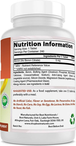 Best Naturals Boron Supplements 5 mg 240 Tablets (240 Count (Pack of 1))