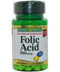 Nature's Bounty Folic Acid 800 Mcg Tablets Maximum Strength 250 Ea (Pack Of 5)