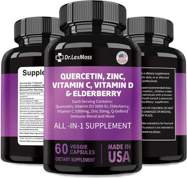 60 Count Quercetin 1000Mg Zinc 50Mg Vitamin C 1000Mg Vitamin D 5000Iu Immune System Support Supplement With Echinacea Ginger Bromelain Sea Moss Garlic Nettle Vegan Capsules For Men And Women,Usa