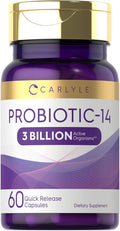 Carlyle Probiotic for Women & Men | 3 Billion CFU 60 Capsules | 14 Strains for Digestive Health | Non-GMO & Gluten Supplement