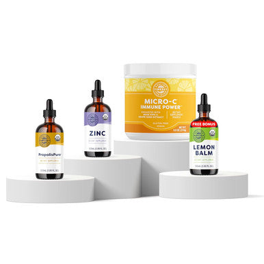 Vimergy Immune Support Bundle* Propolispure (115Ml) Micro-C Immune Powertm* (250G) Liquid Zinc (115Ml) Complimentary Lemon Balm (115Ml) Fast-Absorbing Formulations Non-Gmo No Added Sugar
