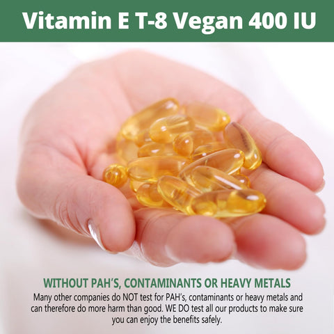 Vitamin E All 8 Tocopherols + Tocotrienols 400 IU Vegan Alpha Tocopherol/Tocotrienol + Beta Tocopherol/Tocotrienol + Gamma Tocopherol/Tocotrienol + Delta Tocopherol/Tocotrienol (180)