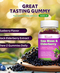 2 Pack Elderberry & Sea Moss Gummies, With Vitamin C, Bladderwrack, Burdock, Echinacea, Immune Support For Women, Men, Adults & Kids, Blueberry Flavor 120Ct