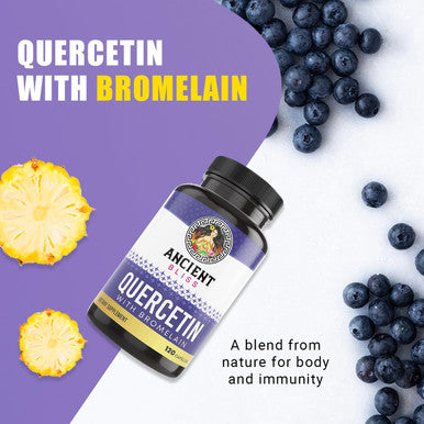 Ancient Bliss Quercetin With Bromelain | Quercetin 1000Mg Bromelain 200Mg Per Serving | Supports Immune System, Joint Health, Respiratory Health & Overall Well-Being 120 Capsules