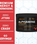 Pescience Alphamine Thermogenic Pre Workout Fat Burner Pre Workout Energy Powder With L-Carnitine Sour Green Apple 60 Scoops