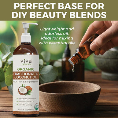 Organic Fractionated Coconut Oil 16oz- Moisturizing Hair & Body Oil, Carrier Oil