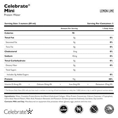 Celebrate Vitamins Mini Protein Drinks - Ready To Drink, 15G Complete Protein, Bcaas Amino Acids And Hydrolyzed Collagen - Zero Carbs, Gluten , Sugar , & Fat - Crangrape, 3 Fl Oz Each (6Pk)