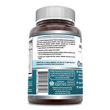 Amazing Formulas Multivitamin Food Based 75 Tablets (Non-Gmo, Gluten Free) Perfect Blend Of Vitamins, Minerals, 25 Million Cfu Probiotics & Food-Based Enzymes