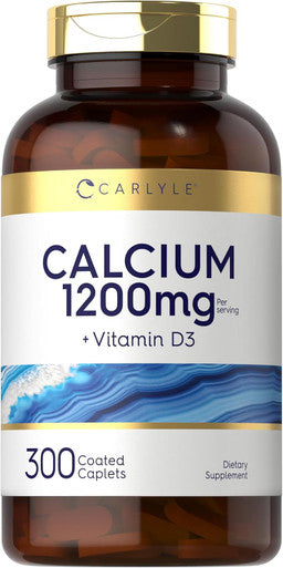 Carlyle Calcium 1200mg with Vitamin D3 | 300 Caplets | Non-GMO Gluten and Vegetarian
