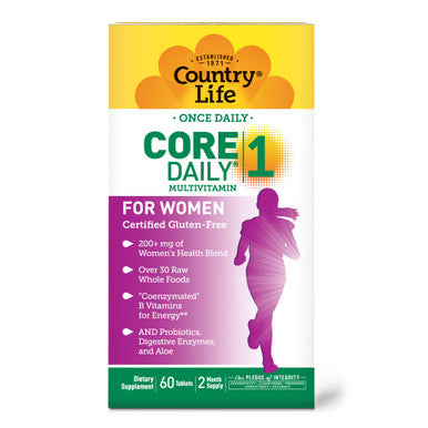 Country Life Core Daily-1 Multivitamins For Women Energy Support 60 Tablets 2 Month Supply