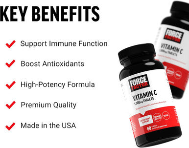 Force Factor Vitamin C 1000mg Immune Support Supplement Vitamin C Supplement Immunity Vitamins Plus Antioxidant Support Premium Quality Vegan 60 Vitamin C Tablets