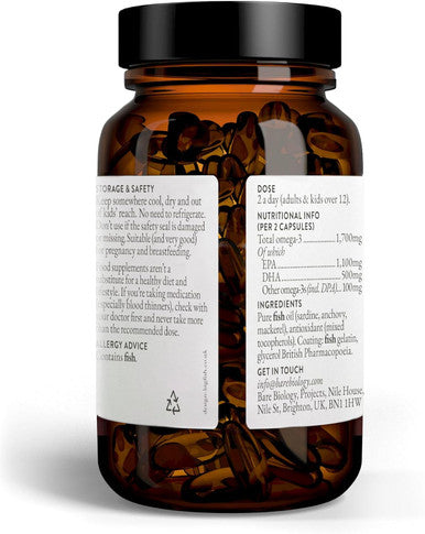 Bare Biology Life Soul Omega 3 Fish Oil Daily 60 Capsules
