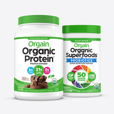 Orgain Bundle Original Superfoods Powder and Chocolate Protein Powder Made without Gluten NonGMO