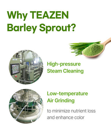 Teazen Organic Barley Sprout Juice Powder Korean Organic Superfood Greens Grass Great for Iced Tea and Smoothie 100g (3.5oz)