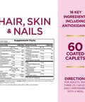 Nature's Bounty Optimal Solutions Hair Skin & Nails Formula With 3 000 Mcg Biotin 60 Coated Caplets