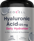 Neocell Hyaluronic Acid Capsules 60 Pills 125 Mg Daily Hydration Hair Skin & Nails Vegan Supplement