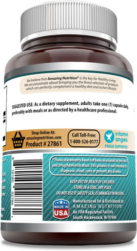 Amazing Nutrition Formulas PABA Supplement 500 Mg Per Serving 100 Capsules Non-GMO Gluten Made in USA