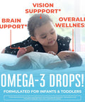 Maryruth Organics Infant and Toddler Omega-3 Liquid Drops by | 200mg DHA and 2mg EPA Per Serving | Overall Wellness and Healthy Development | Unflavored | 1 Fl Oz