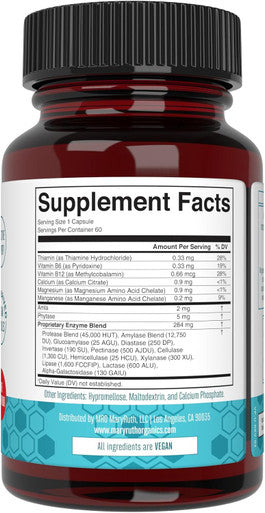 Maryruth Organics Digestive Enzymes Capsules | Up to 2 Month Supply | Enzyme Supplement for Gut Health Support | Digestion & Immune Support with Amylase | Lipase & Lactase | Vegan | Gluten | 60 Count
