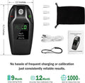 Eektest Breathalyzer High-Precision Portable Alcohol Tester With Usb Charging Lcd Display 10 Mouthpieces & Carrying Case (Black 1)
