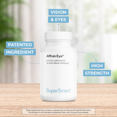 Supersmart Affron Eye 20 mg Per Day Extract of Saffron Stigmas Crocus Sativus Standardized to 3 Crocin Eye Health Supplement NonGMO Gluten Free 60 Vegetarian Capsules