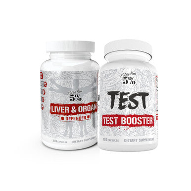 5% Nutrition 2-Stack | Liver & Organ Defender + Test Booster | Liver, Kidney, & Heart Support + Testosterone, Muscle Builder, Male Vitality, Energy & Stamina