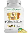 Mother Nature Organics Superfoods for Organic Living Black Seed Oil Capsules - 120 Count (Organic, Non-Gmo Liquid) Premium Cold Pressed Black Cumin Seed Oil - 500Mg Each, 1000Mg Per Serving W/Omega 3,6, 9