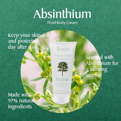 L'Erbolario Absinthium Fluid Body Cream - Gentle And Light Emulsion - With The 3 Artemisia Species - Therapeutic Properties And Toning Effect - Rich In Vitamin E - For Every Skin Type - 6.7 Oz