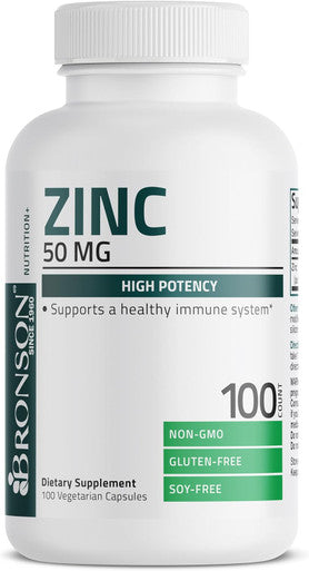 Bronson Zinc 50Mg Complex (Zinc Oxide 50% & Zinc Picolinate 50%) High Potency Immune Support Supplement & Antioxidant And Skin Health - Non Gmo, 100 Vegetarian Capsules