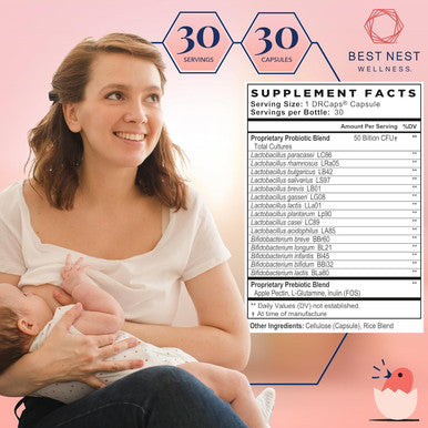 Best Nest Wellness Mama Bird Probiotics Gut-Brain Health Connection: Once Daily Women Probiotic for Prenatal Postnatal & Fertility Digestive Health 50B CFU15 Strains Probiotic Supplement 30 Count