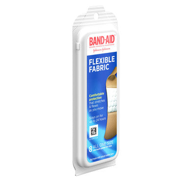 Band-Aid Brand Flexible Fabric Bandages All One Size Travel Pack, 8 Count