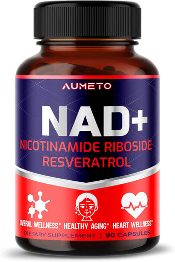Aumeto NAD+ Supplement with Nicotinamide Riboside NR Resveratrol Quercetin - Cellular Energy & Repair Vitality Healthy Aging (90 Count (Pack of 1))