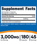 Nutricost D-Aspartic Acid (DAA) Capsules 3000mg Per Serving (180 Capsules) Non-GMO