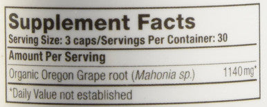 Oregons Wild Harvest Organic Oregon Grape Berberine Supplement 1140 mg 90 Count
