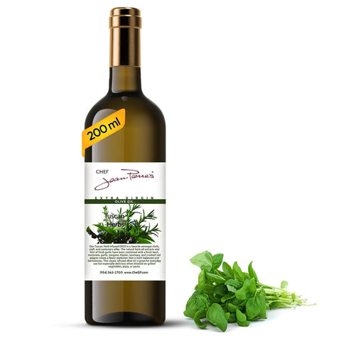 Chef Jean Pierre's Tuscan Herb Olive Oil - Naturally Infused, 750ml (25oz) Glass Bottle - Elevate Your Dishes with a Burst of Flavorful Sophistication